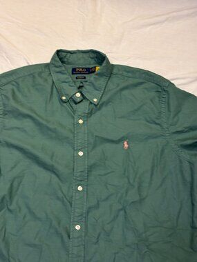 Polo Ralph Lauren Mens XL Polo Shirt Classic Fit Casual green pin Short Sleeve